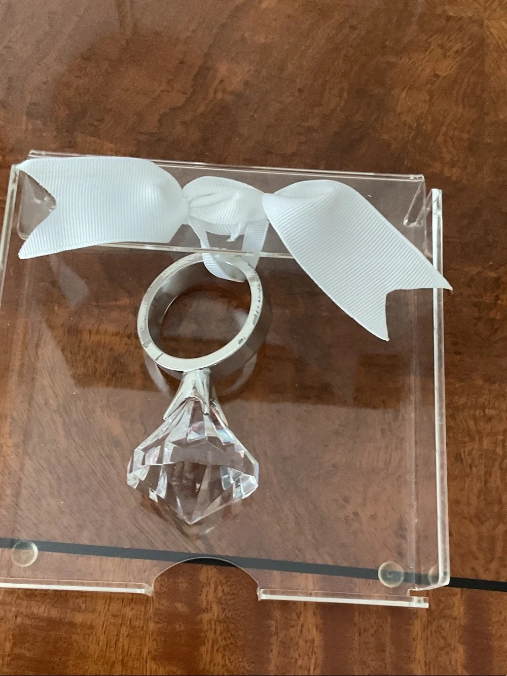 Frosted 'His' and 'Hers' Wine Glasses - acrylic “ Ring” napkin holder